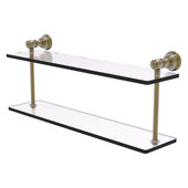  Carolina Collection 22'' Two Tiered Glass Shelf in Antique Brass, 22'' W x 5-5/8'' D x 9-3/16'' H
