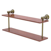  Carolina Collection 22'' Two Tiered Wood Shelf in Antique Brass, 22'' W x 5-5/8'' D x 9-3/16'' H