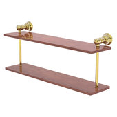  Carolina Collection 22'' Two Tiered Wood Shelf in Unlacquered Brass, 22'' W x 5-5/8'' D x 9-3/16'' H