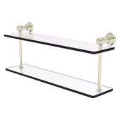  Carolina Collection 22'' Two Tiered Glass Shelf in Polished Nickel, 22'' W x 5-5/8'' D x 9-3/16'' H