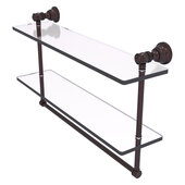  Carolina Collection 22'' Double Glass Shelf with Towel Bar in Antique Bronze, 22'' W x 5-9/16'' D x 9-1/2'' H