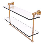  Carolina Collection 22'' Double Glass Shelf with Towel Bar in Brushed Bronze, 22'' W x 5-9/16'' D x 9-1/2'' H