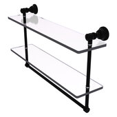  Carolina Collection 22'' Double Glass Shelf with Towel Bar in Matte Black, 22'' W x 5-9/16'' D x 9-1/2'' H