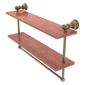  Carolina Collection 22'' Double Wood Shelf with Towel Bar in Antique Brass, 22'' W x 5-9/16'' D x 9-1/2'' H