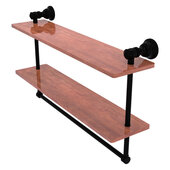  Carolina Collection 22'' Double Wood Shelf with Towel Bar in Matte Black, 22'' W x 5-9/16'' D x 9-1/2'' H