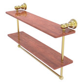  Carolina Collection 22'' Double Wood Shelf with Towel Bar in Satin Brass, 22'' W x 5-9/16'' D x 9-1/2'' H
