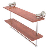  Carolina Collection 22'' Double Wood Shelf with Towel Bar in Satin Nickel, 22'' W x 5-9/16'' D x 9-1/2'' H
