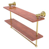  Carolina Collection 22'' Double Wood Shelf with Towel Bar in Unlacquered Brass, 22'' W x 5-9/16'' D x 9-1/2'' H