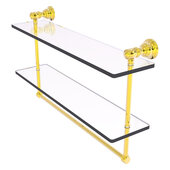  Carolina Collection 22'' Double Glass Shelf with Towel Bar in Polished Brass, 22'' W x 5-9/16'' D x 9-1/2'' H