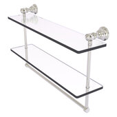  Carolina Collection 22'' Double Glass Shelf with Towel Bar in Satin Nickel, 22'' W x 5-9/16'' D x 9-1/2'' H