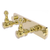  Carolina Collection 2-Position Multi Hook in Unlacquered Brass, 5-1/2'' W x 2-3/8'' D x 2-1/8'' H