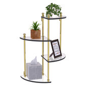 Carolina Collection 4-Tier Glass Wall Shelf in Unlacquered Brass, 16'' W x 8-1/2'' D x 22'' H