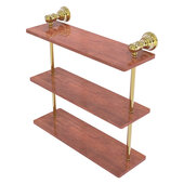  Carolina Collection 16'' Triple Wood Shelf in Unlacquered Brass, 16'' W x 5-9/16'' D x 16'' H