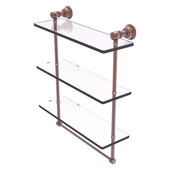  Carolina Collection 16'' Triple Glass Shelf with Towel Bar in Antique Copper, 16'' W x 5-9/16'' D x 19-11/16'' H