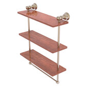  Carolina Collection 16'' Triple Wood Shelf with Towel Bar in Antique Pewter, 16'' W x 5-9/16'' D x 19-11/16'' H