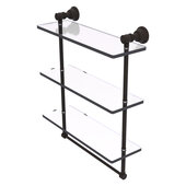  Carolina Collection 16'' Triple Glass Shelf with Towel Bar in Oil Rubbed Bronze, 16'' W x 5-9/16'' D x 19-11/16'' H
