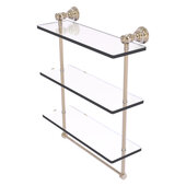  Carolina Collection 16'' Triple Glass Shelf with Towel Bar in Antique Pewter, 16'' W x 5-9/16'' D x 19-11/16'' H