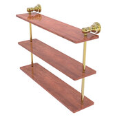  Carolina Collection 22'' Triple Wood Shelf in Unlacquered Brass, 22'' W x 5-9/16'' D x 16'' H