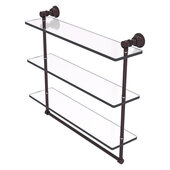  Carolina Collection 22'' Triple Glass Shelf with Towel Bar in Antique Bronze, 22'' W x 5-9/16'' D x 19-11/16'' H