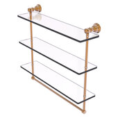  Carolina Collection 22'' Triple Glass Shelf with Towel Bar in Brushed Bronze, 22'' W x 5-9/16'' D x 19-11/16'' H