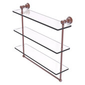  Carolina Collection 22'' Triple Glass Shelf with Towel Bar in Antique Copper, 22'' W x 5-9/16'' D x 19-11/16'' H