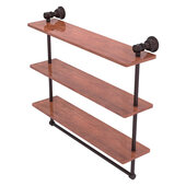  Carolina Collection 22'' Triple Wood Shelf with Towel Bar in Antique Bronze, 22'' W x 5-9/16'' D x 19-11/16'' H
