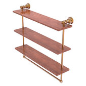  Carolina Collection 22'' Triple Wood Shelf with Towel Bar in Brushed Bronze, 22'' W x 5-9/16'' D x 19-11/16'' H