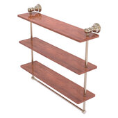  Carolina Collection 22'' Triple Wood Shelf with Towel Bar in Antique Pewter, 22'' W x 5-9/16'' D x 19-11/16'' H