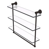  Carolina Collection 22'' Triple Glass Shelf with Towel Bar in Oil Rubbed Bronze, 22'' W x 5-9/16'' D x 19-11/16'' H