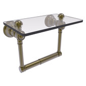  Carolina Collection Two Post Toilet Paper Holder with Glass Shelf in Antique Brass, 6-1/2'' W x 7'' D x 4'' H