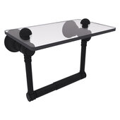  Carolina Collection Two Post Toilet Paper Holder with Glass Shelf in Matte Black, 6-1/2'' W x 7'' D x 4'' H