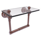  Carolina Collection Two Post Toilet Paper Holder with Glass Shelf in Antique Copper, 6-1/2'' W x 7'' D x 4'' H