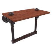  Carolina Collection 2-Post Toilet Paper Holder with Wood Shelf in Venetian Bronze, 6-1/2'' W x 7'' D x 4'' H