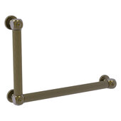  Cube Design Collection 12'' x 18'' Reeded 90 Degree Left Hand Grab Bar in Antique Brass, 20'' W x 3-1/2'' D x 14'' H