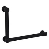  Cube Design Collection 12'' x 18'' Reeded 90 Degree Left Hand Grab Bar in Matte Black, 20'' W x 3-1/2'' D x 14'' H