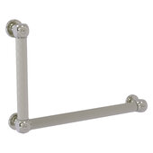  Cube Design Collection 12'' x 18'' Reeded 90 Degree Left Hand Grab Bar in Satin Nickel, 20'' W x 3-1/2'' D x 14'' H