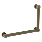  Cube Design Collection 12'' x 18'' Reeded 90 Degree Right Hand Grab Bar in Antique Brass, 20'' W x 3-1/2'' D x 14'' H