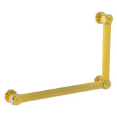  Cube Design Collection 12'' x 18'' Reeded 90 Degree Right Hand Grab Bar in Polished Brass, 20'' W x 3-1/2'' D x 14'' H
