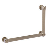  Cube Design Collection 12'' x 18'' Reeded 90 Degree Right Hand Grab Bar in Antique Pewter, 20'' W x 3-1/2'' D x 14'' H