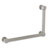  Cube Design Collection 12'' x 18'' Reeded 90 Degree Right Hand Grab Bar in Satin Nickel, 20'' W x 3-1/2'' D x 14'' H