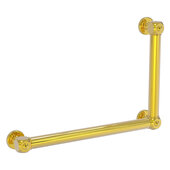 Cube Design Collection 12'' x 18'' Smooth 90 Degrees Right Hand Grab Bar in Polished Brass, 20'' W x 3-1/2'' D x 14'' H