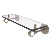  Clearview Collection 16'' Glass Shelf with Smooth Accent in Antique Brass, 16'' W x 5-5/8'' D x 3-5/16'' H