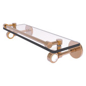  Clearview Collection 16'' Glass Shelf with Gallery Rail and Smooth Accent in Brushed Bronze, 16'' W x 5-5/8'' D x 3-3/4'' H