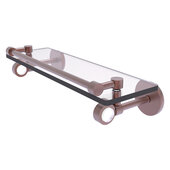  Clearview Collection 16'' Glass Shelf with Gallery Rail and Smooth Accent in Antique Copper, 16'' W x 5-5/8'' D x 3-3/4'' H