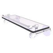  Clearview Collection 16'' Glass Shelf with Gallery Rail and Smooth Accent in Polished Chrome, 16'' W x 5-5/8'' D x 3-3/4'' H