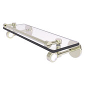  Clearview Collection 16'' Glass Shelf with Gallery Rail and Smooth Accent in Polished Nickel, 16'' W x 5-5/8'' D x 3-3/4'' H
