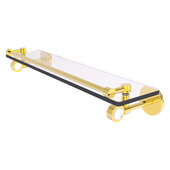 Clearview Collection 22'' Glass Shelf with Gallery Rail and Smooth Accent in Polished Brass, 22'' W x 5-5/8'' D x 3-3/4'' H