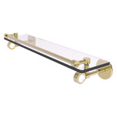  Clearview Collection 22'' Glass Shelf with Gallery Rail and Smooth Accent in Unlacquered Brass, 22'' W x 5-5/8'' D x 3-3/4'' H