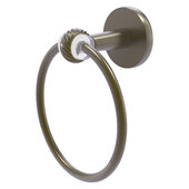  Clearview Collection Towel Ring with Twisted Accents in Antique Brass, 6'' Diameter x 3-13/16'' D x 7-3/16'' H