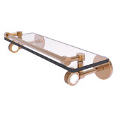  Clearview Collection 16'' Gallery Rail Glass Shelf with Dotted Accents in Brushed Bronze, 16'' W x 5-5/8'' D x 3-3/4'' H